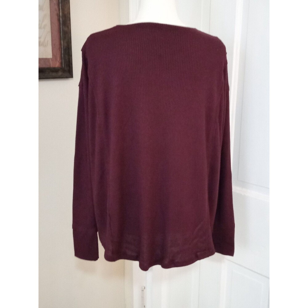 Women’s Crew-Neck Long Sleeve Top, KNOX ROSE (Size S / 4-6) "DARK PURPLE" ~ NEW - Picture 2 of 9